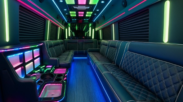party bus rental interior bloomington